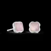 Birthstone October Earrings Rose Quartz Silver
