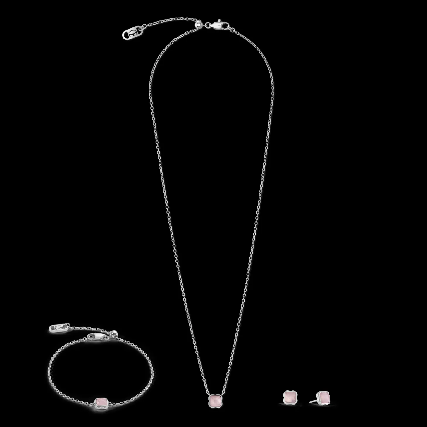 Birthstone October Earrings Rose Quartz Silver