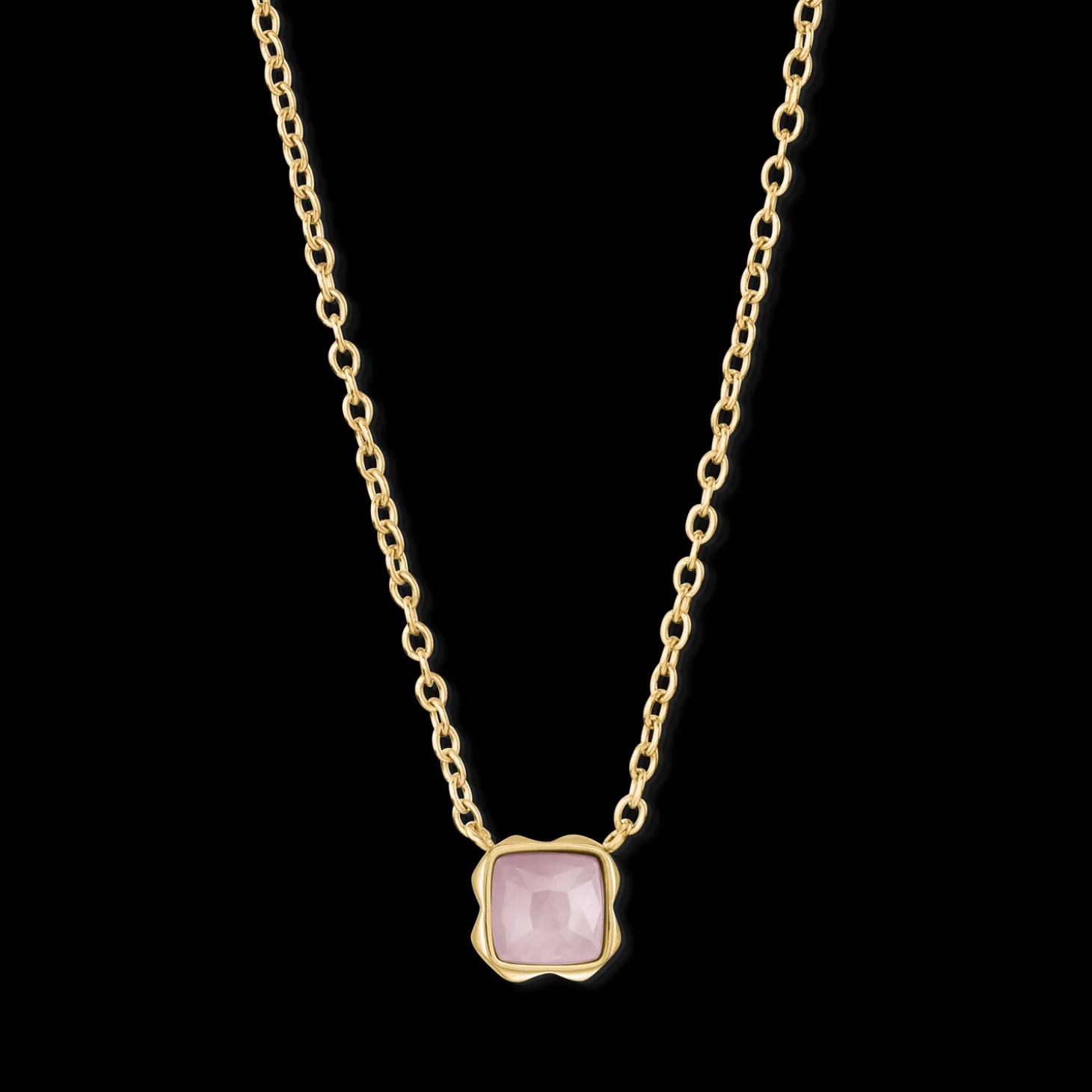 Birthstone October Necklace Rose Quartz Gold
