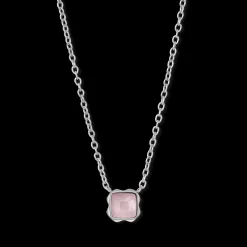 Birthstone October Necklace Rose Quartz Silver