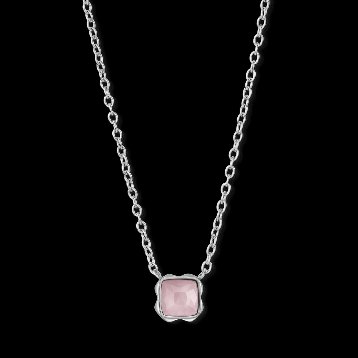 Birthstone October Necklace Rose Quartz Silver
