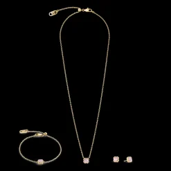 Birthstone October Necklace Rose Quartz Gold