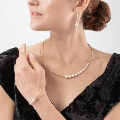 Bracelet Asymmetry Freshwater Pearls & stainless steel white-gold