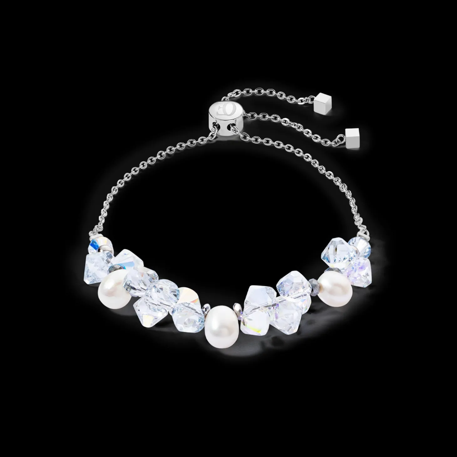 Bracelet Dancing Crystals & Pearls silver