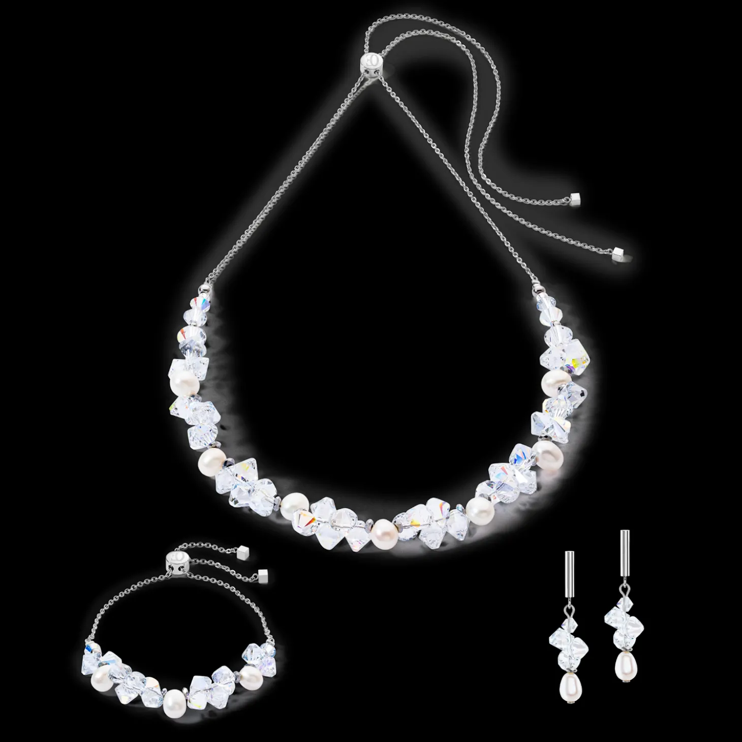 Bracelet Dancing Crystals & Pearls silver