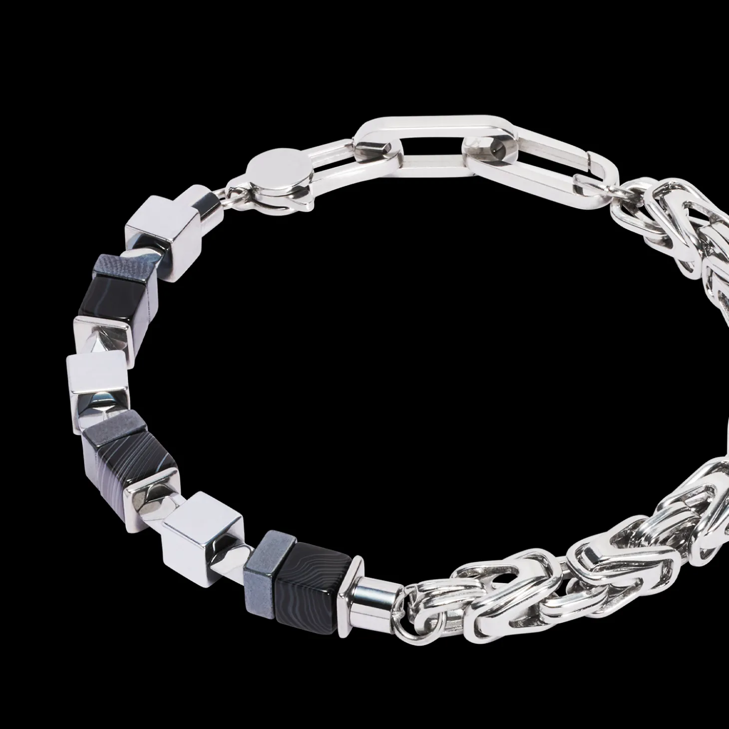 Bracelet Fusion Snake Chain black-silver