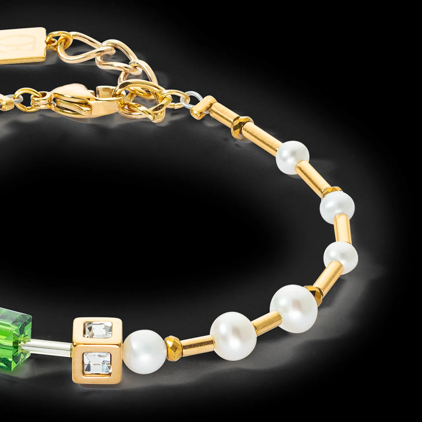 Bracelet GeoCUBE® Fusion Precious Pearl Mix gold-green