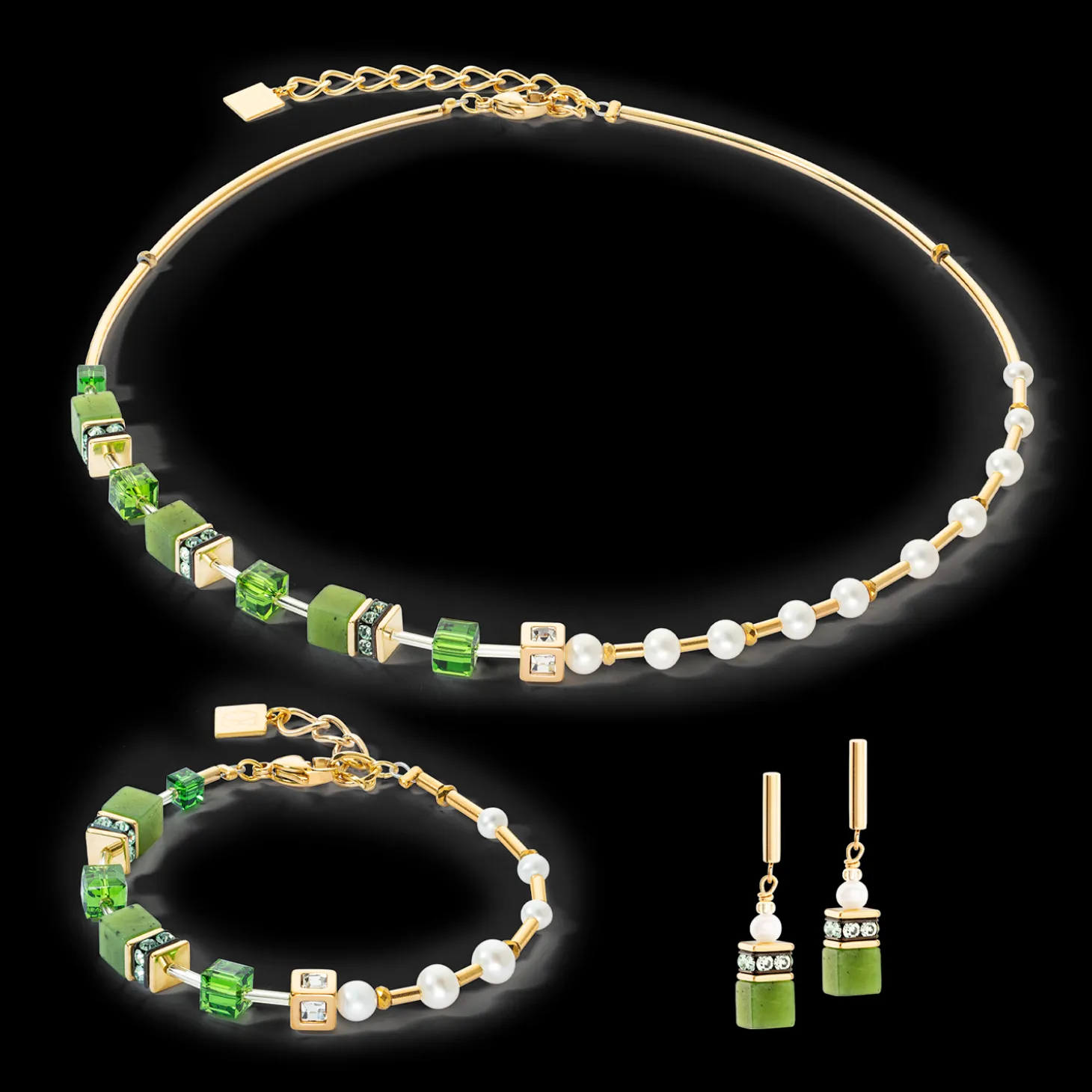Bracelet GeoCUBE® Fusion Precious Pearl Mix gold-green