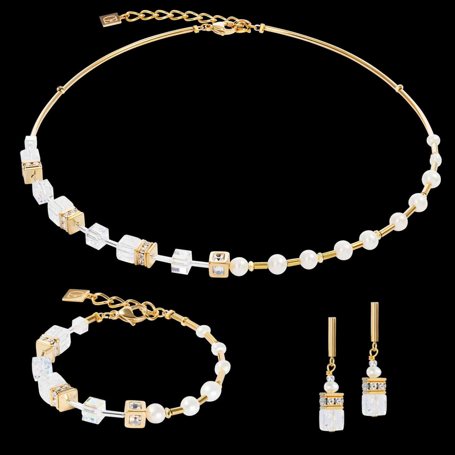 Bracelet GeoCUBE® Fusion Precious Pearl Mix gold-white