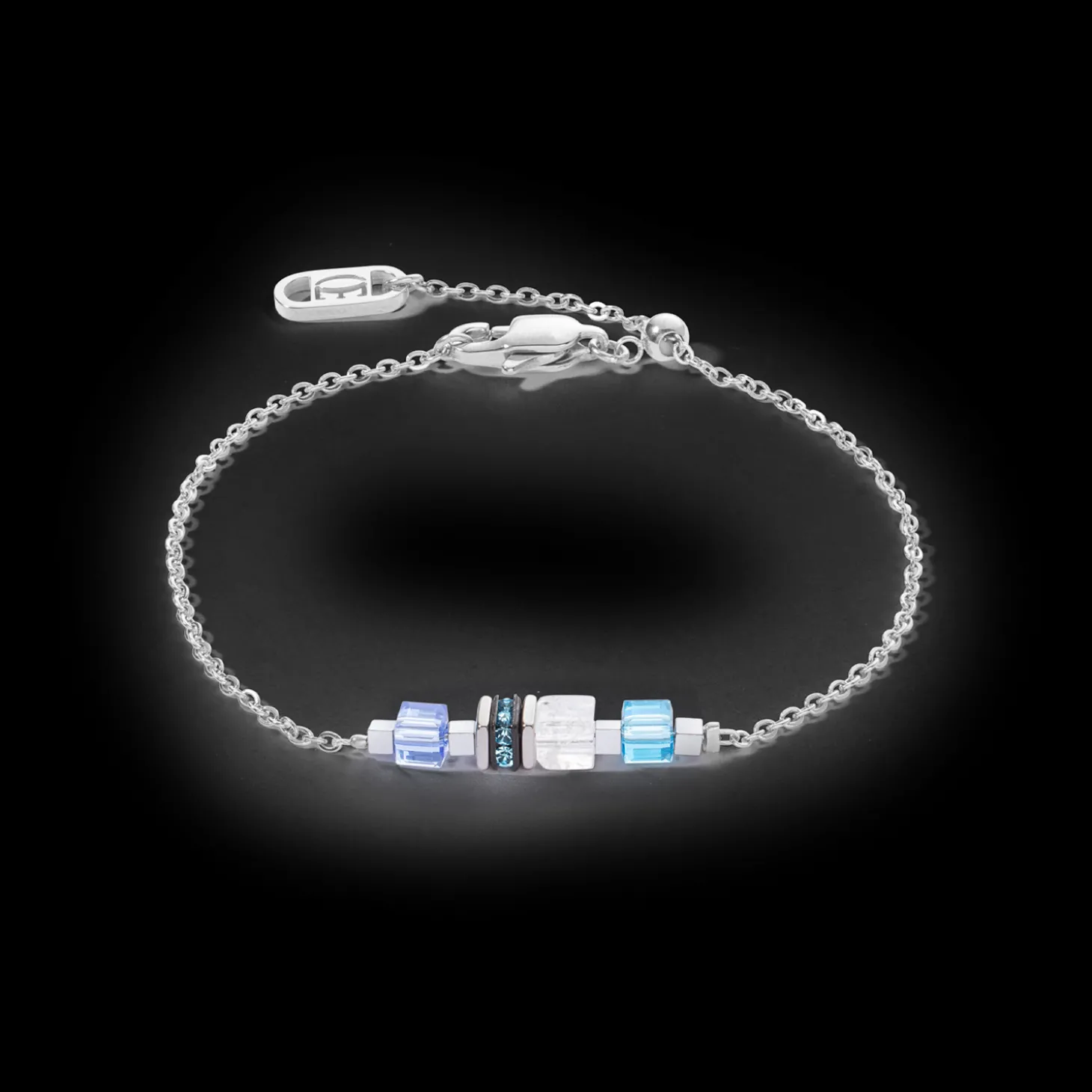 Bracelet Mini Cubes & Chain silver-blue