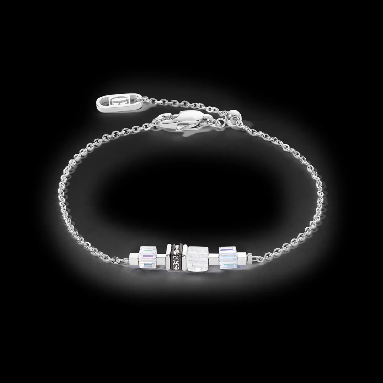 Bracelet Mini Cubes & Chain silver-white