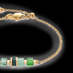 Bracelet Mini Cubes & Chain gold-green