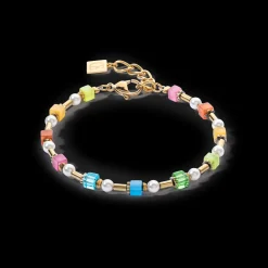 Bracelet Mini Cubes & Pearls Mix gold-rainbow