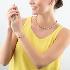 Bracelet Mini Cubes & Pearls Mix gold-rainbow