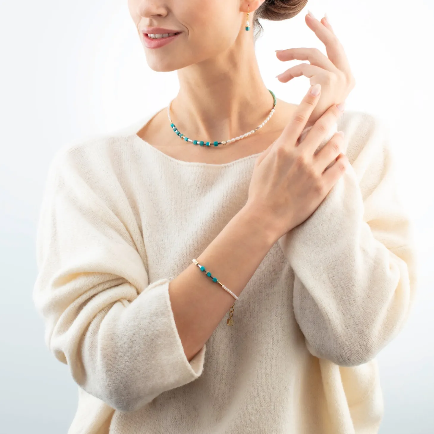 Bracelet Princess Fusion Pearls turquoise