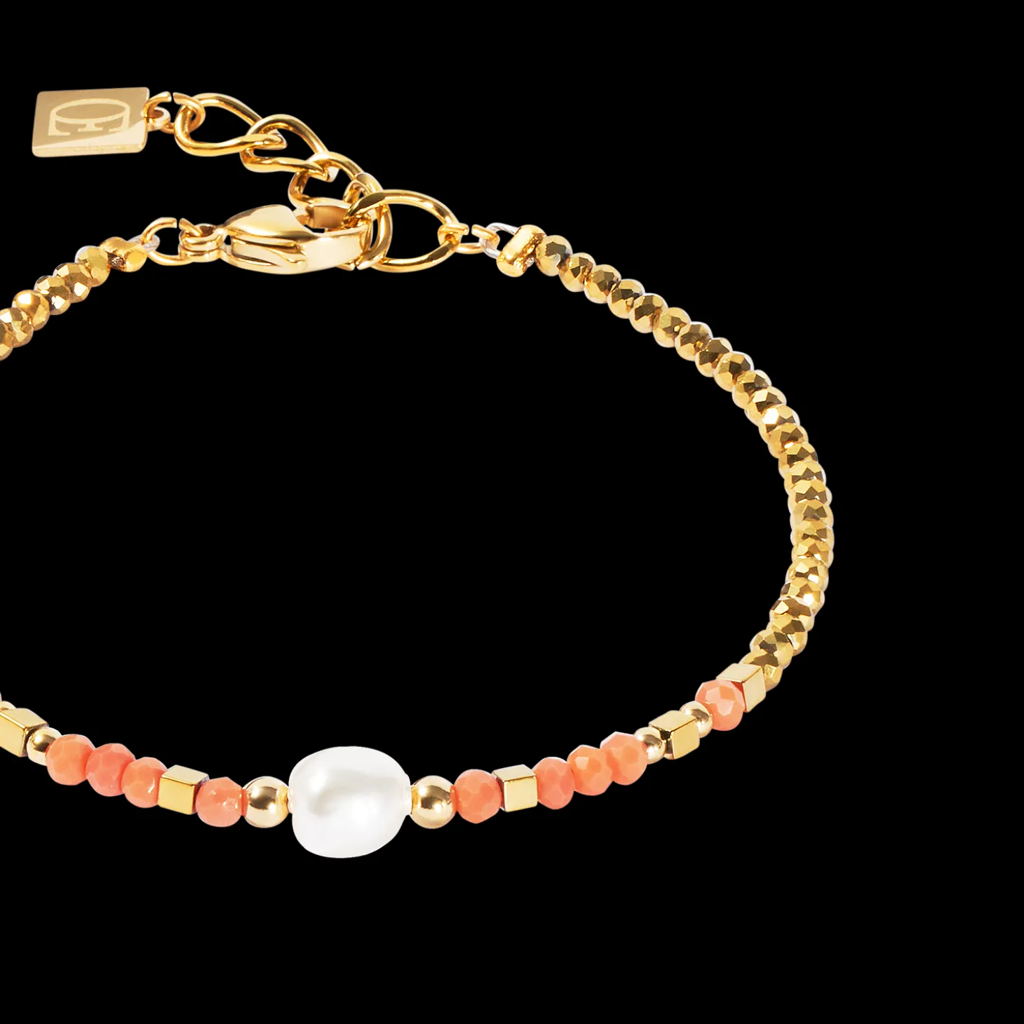 Bracelet Sunset Pearl gold-coral
