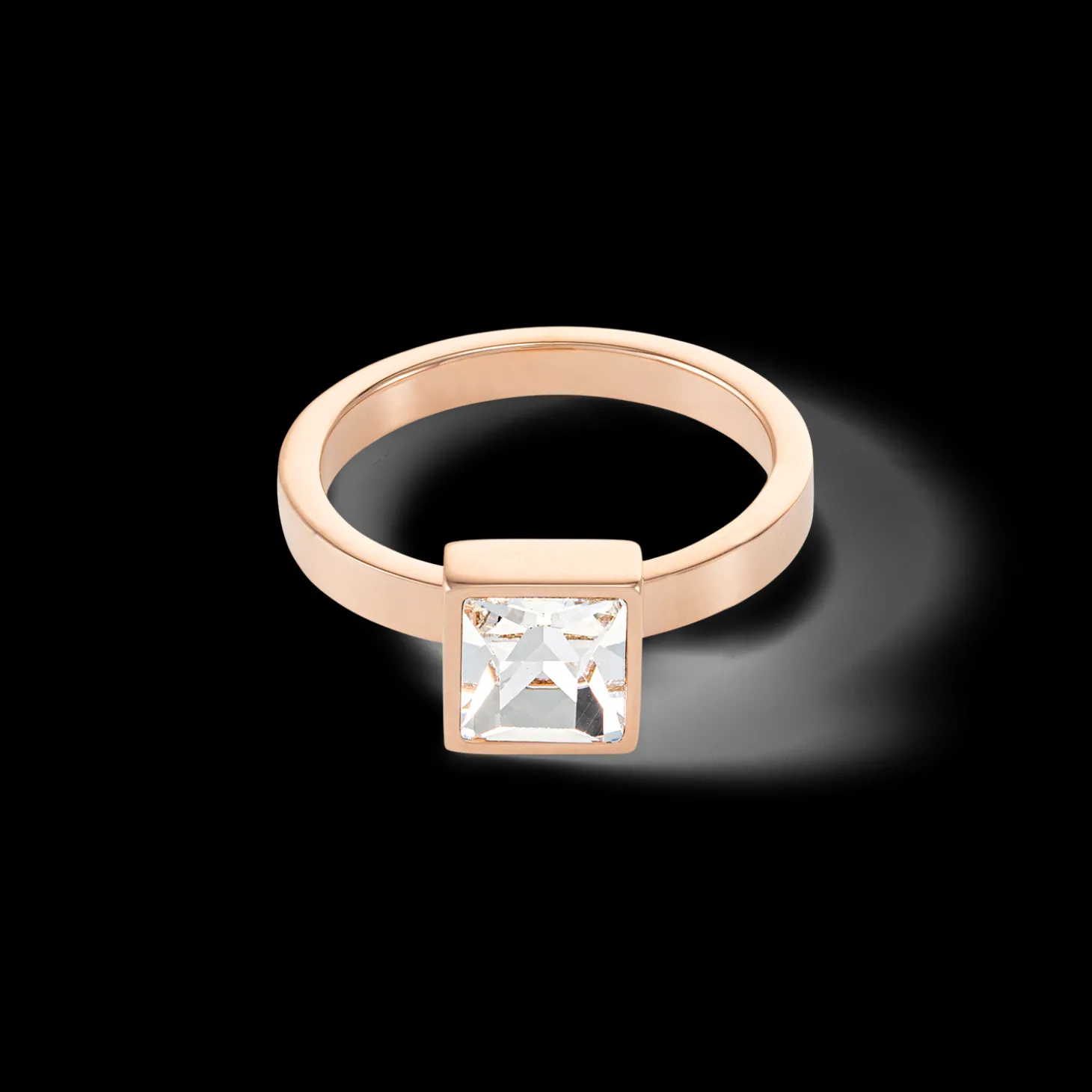 Brilliant Square big ring roségold crystal