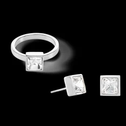 Brilliant Square big ring silver crystal