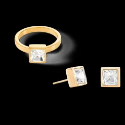 Brilliant Square big ring gold crystal