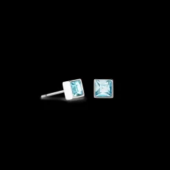 Brilliant Square small earrings silver aqua