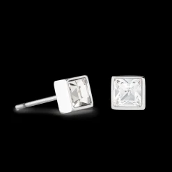 Brilliant Square small earrings silver crystal