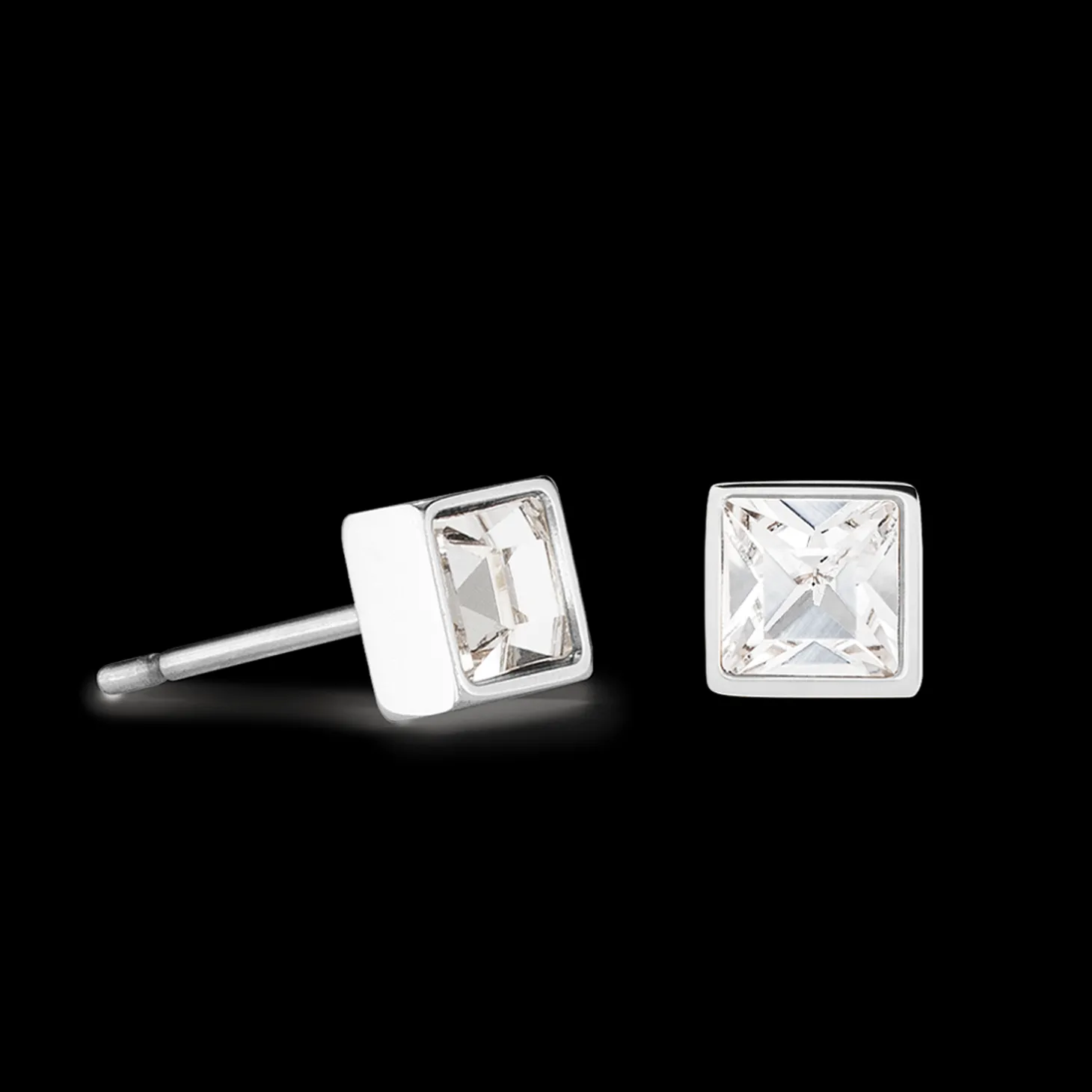 Brilliant Square small earrings silver crystal