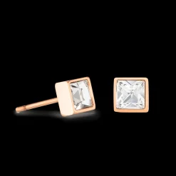 Brilliant Square small earrings rose gold crystal