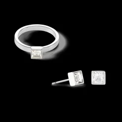 Brilliant Square small earrings silver crystal