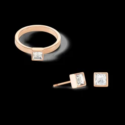 Brilliant Square small earrings rose gold crystal