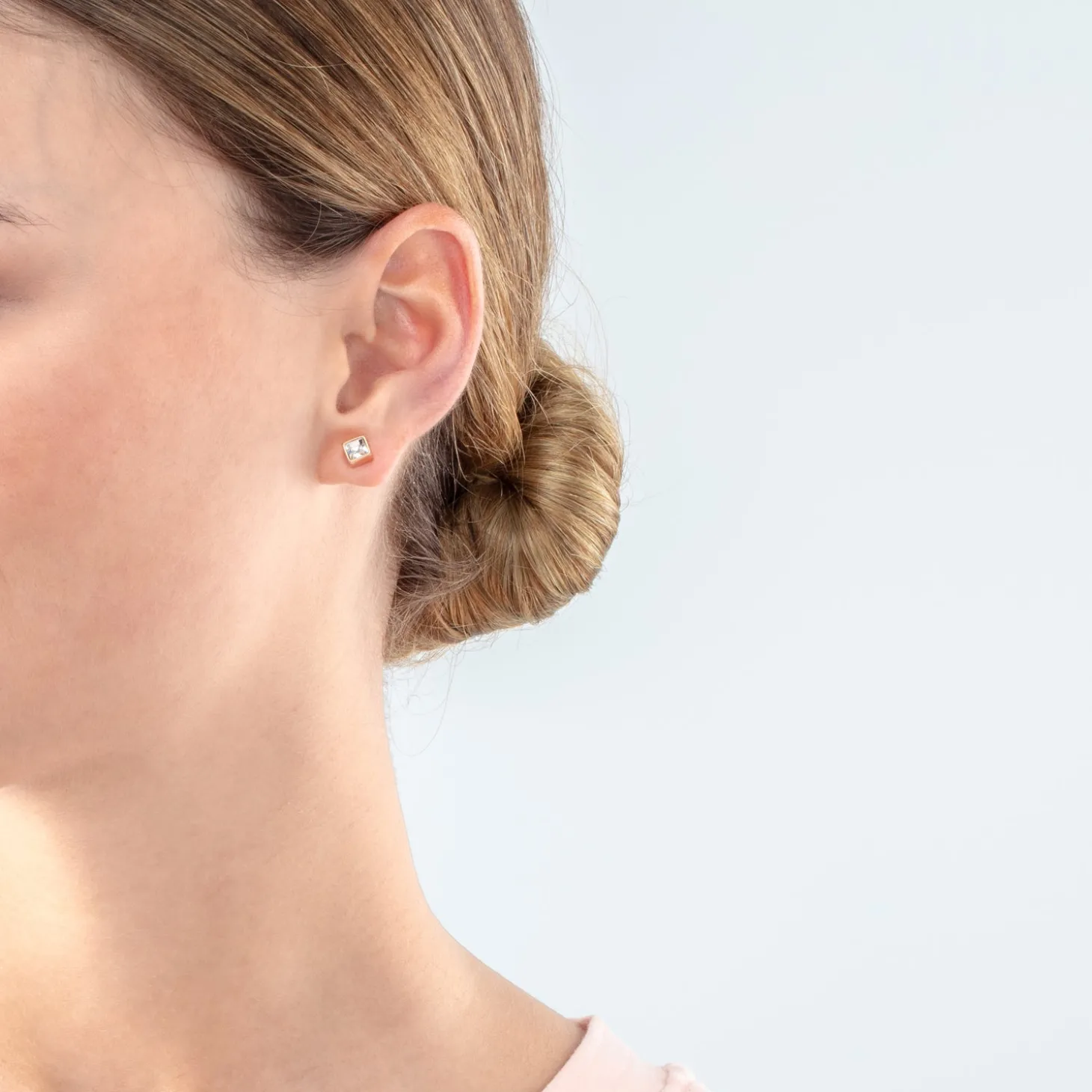 Brilliant Square small earrings rose gold crystal