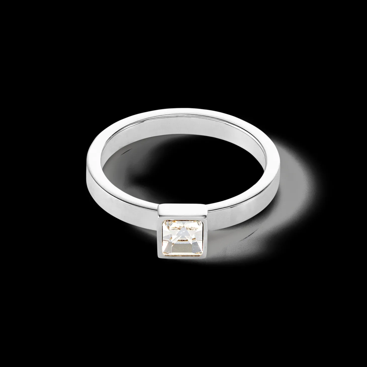 Brilliant Square small Ring silver crystal