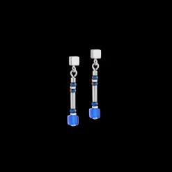 Cube Story Minimalistic Sparkling earrings blue