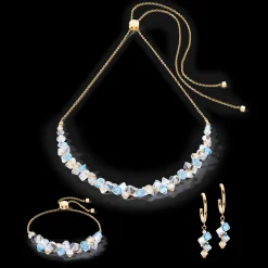 Dancing Crystals earrings gold aqua