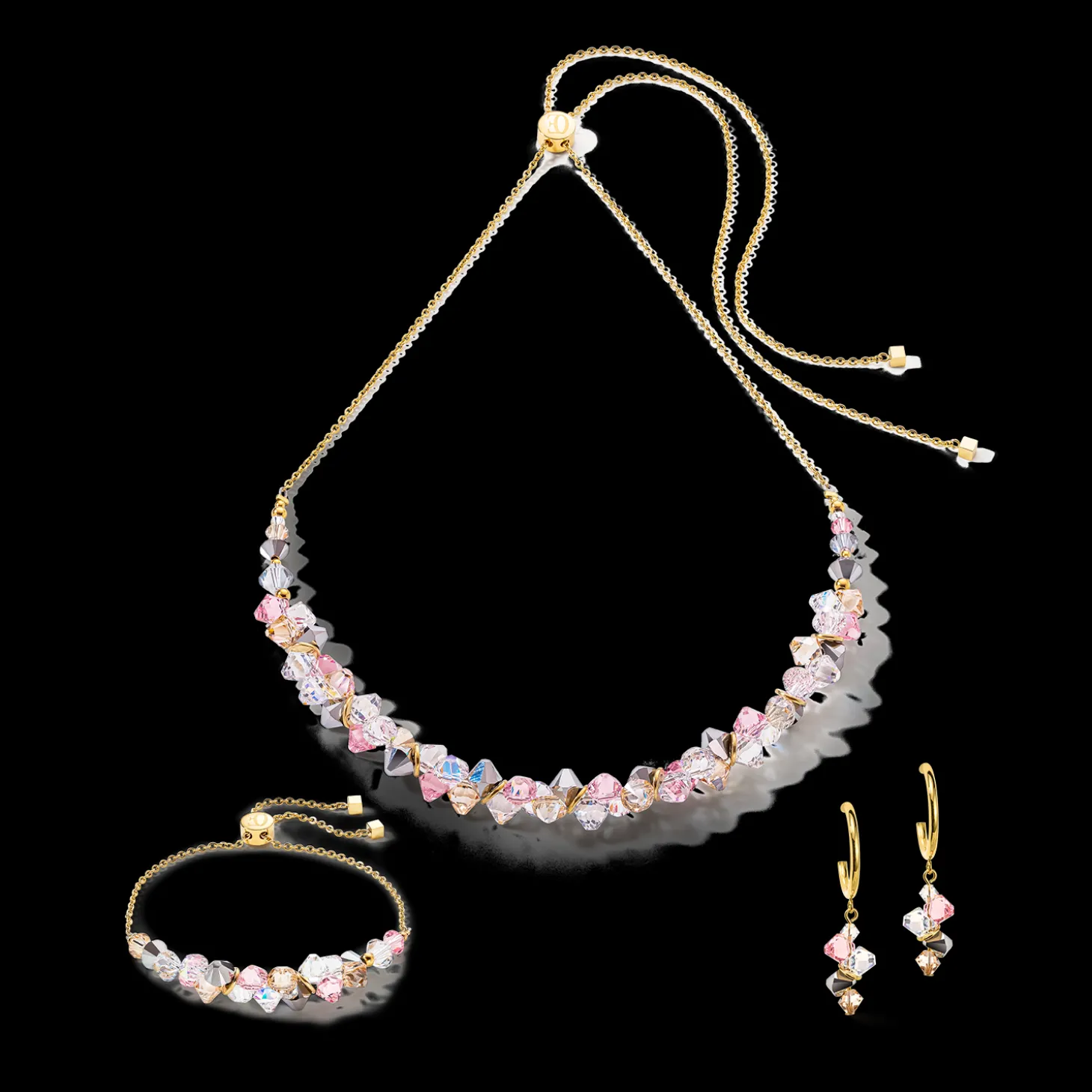 Dancing Crystals earrings gold light rose