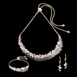 Dancing Crystals necklace gold light rose