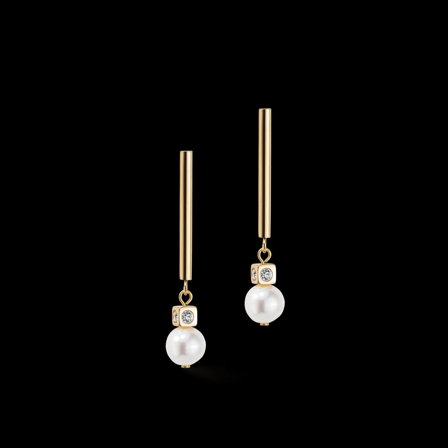 Earrings Asymmetry Freshwater Pearls & stainless steel white-gold