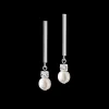 Earrings Asymmetry freshwater pearls & stainless steel white-silver