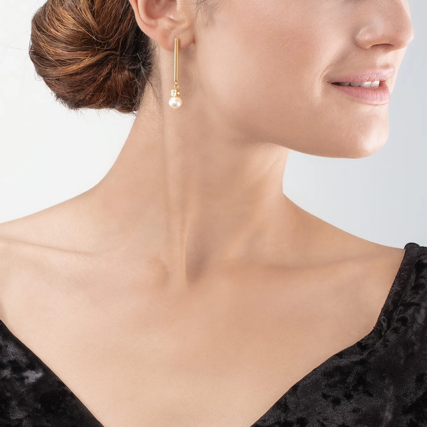 Earrings Asymmetry Freshwater Pearls & stainless steel white-gold