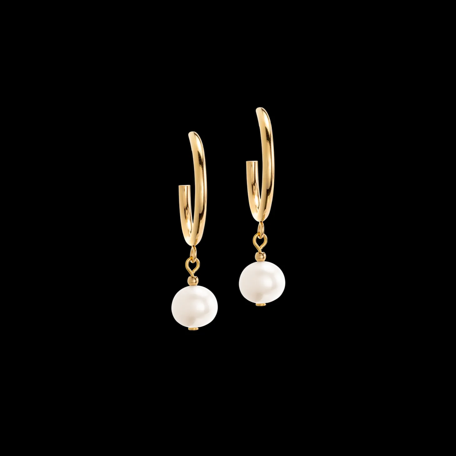 Earrings Creole Freshwater Pearls & Chunky Chain Navette Multiwear white-gold