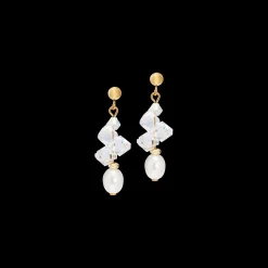 Earrings Dancing Crystals & Pearls gold
