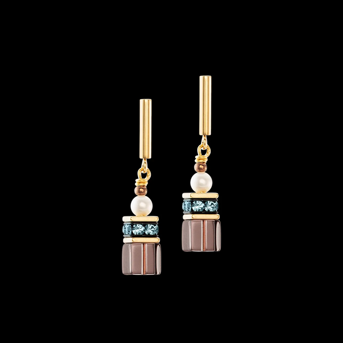Earrings GeoCUBE® Fusion Precious Pearl Mix gold-autumn