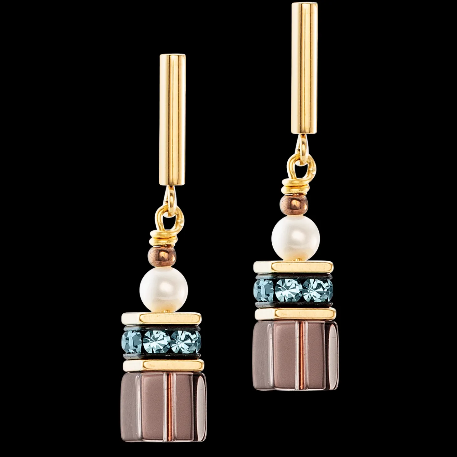 Earrings GeoCUBE® Fusion Precious Pearl Mix gold-autumn