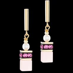 Earrings GeoCUBE® Fusion Precious Pearl Mix gold-pink