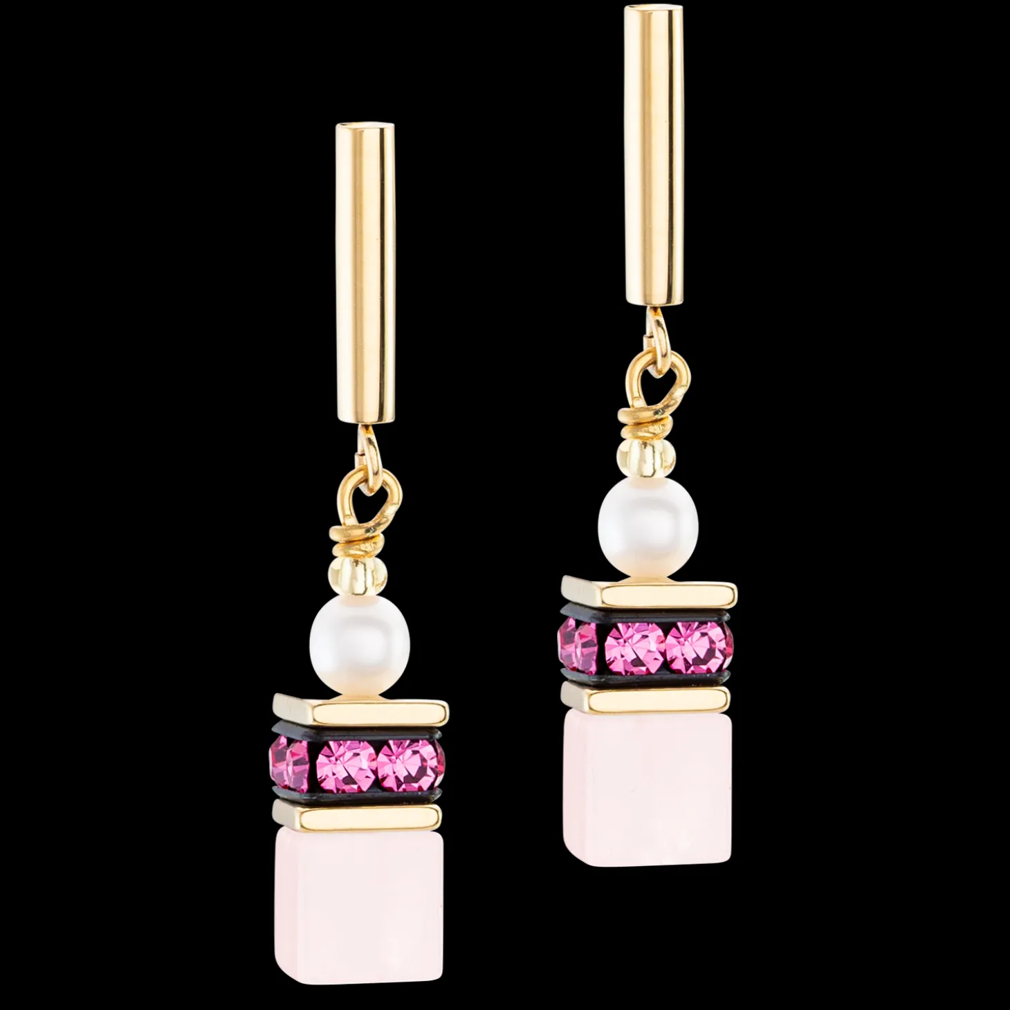 Earrings GeoCUBE® Fusion Precious Pearl Mix gold-pink
