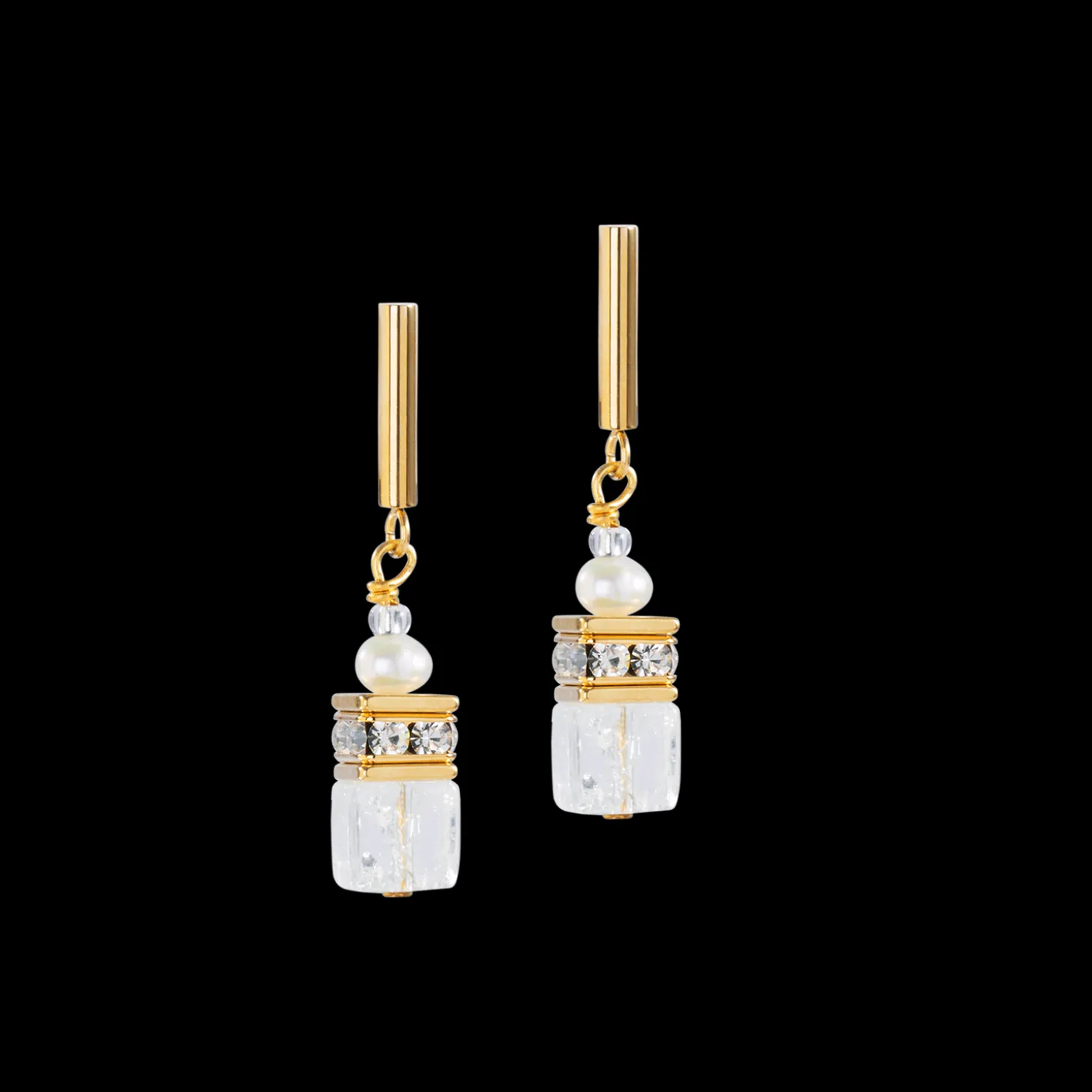 Earrings GeoCUBE® Fusion Precious Pearl Mix gold-white