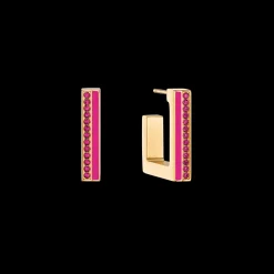 Earrings Hoops Square Stripes 20 gold-pink
