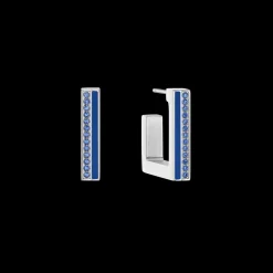 Earrings Hoops Square Stripes 20 silver-blue
