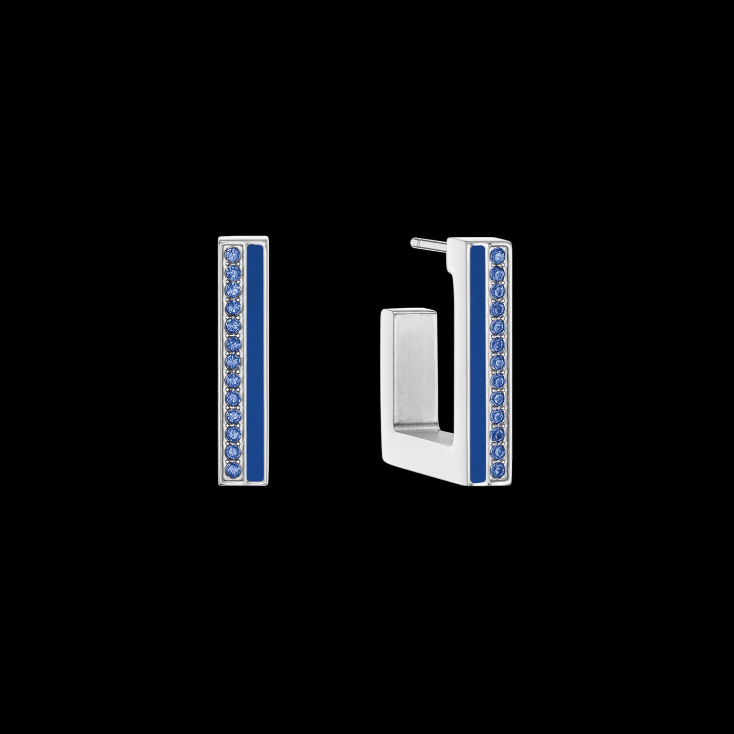 Earrings Hoops Square Stripes 20 silver-blue