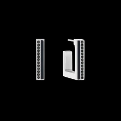 Earrings Hoops Square Stripes 20 silver-black