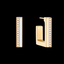 Earrings Hoops Square Stripes 20 gold-white